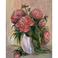 Oil painting peonies in a vase, oil on canvas, flowers in a vase, painting available and ready to shipю. 40*50 cm, 16x20 inches