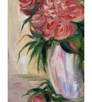 Oil painting peonies in a vase, oil on canvas, flowers in a vase, painting available and ready to shipю. 40*50 cm, 16x20 inches