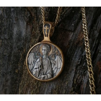 Orthodox Guardian Angel medallion, prayer pendant, body icon, silver pendant, handmade medallion