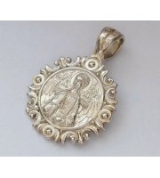 Orthodox Guardian Angel medallion with prayer, body icon, orthodox jewelry,silver pendant, handmade jewelry, religious pendant