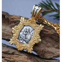 Orthodox body icon of the Mother of God of Pochaev, Christian pendant, handmade silver body, Orthodox medallion pendant