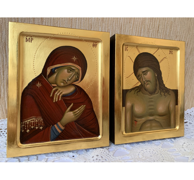 Orthodox icon Weep Not For Me Mother egg tempera Mother of God hand painted Jesus Christ Passion Week Great lent religious Theotokos icon