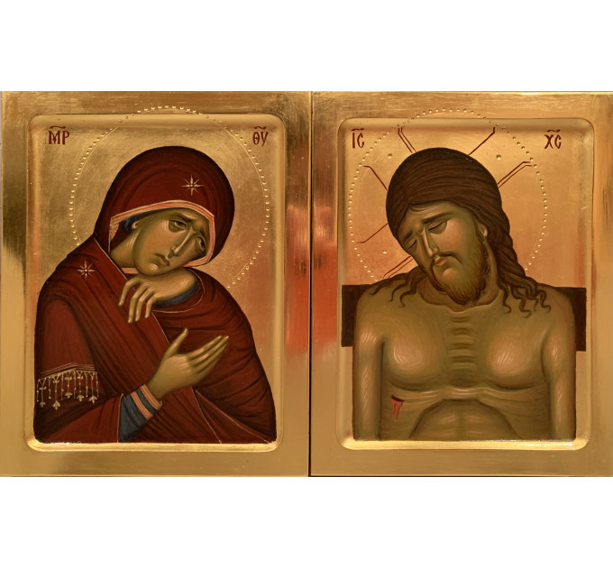 Orthodox icon Weep Not For Me Mother egg tempera Mother of God hand painted Jesus Christ Passion Week Great lent religious Theotokos icon