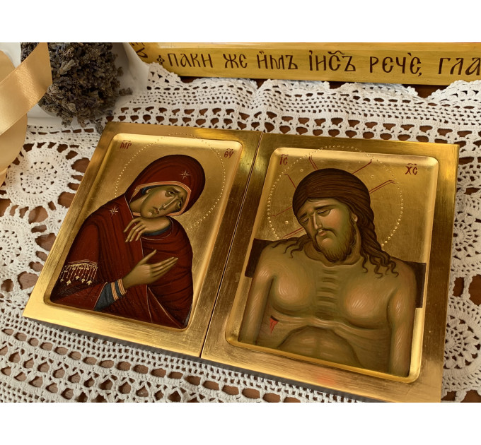 Orthodox icon Weep Not For Me Mother egg tempera Mother of God hand painted Jesus Christ Passion Week Great lent religious Theotokos icon