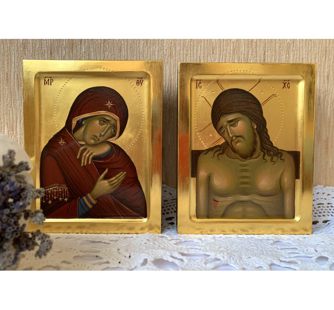 Orthodox icon Weep Not For Me Mother egg tempera Mother of God hand painted Jesus Christ Passion Week Great lent religious Theotokos icon