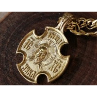 Orthodox pectoral cross with gilding, pendant, cross, handmade pendant, Mandylion, Jesus Christ