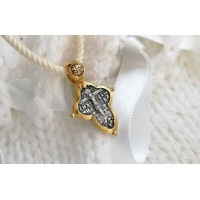 Orthodox children's pectoral cross with Guardian Angel, Orthodox pectoral cross with gilding, pendant, cross, handmade pendant
